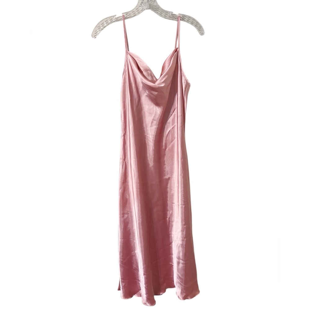 Bebe Powder Pink Cowl Neck Satin Slip Dress Sz S EUC Lingerie Inspired Wedding